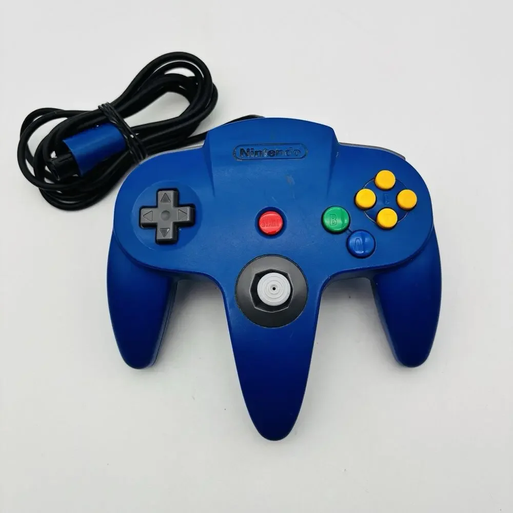 Nintendo 64 Controller N64 Wired OEM Authentic NUS-005 Blue Tested Works VG